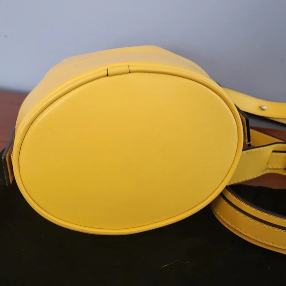 The Kooples Small Tina Leather Yellow Bucket Crossbody Handbag - Picture 8 of 14